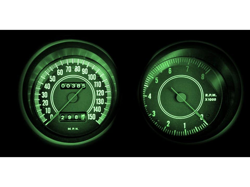 MP-644-BAR-UB-GRN 1964-74 Barracuda Ultra Bright Green LED Gauge Light Kit